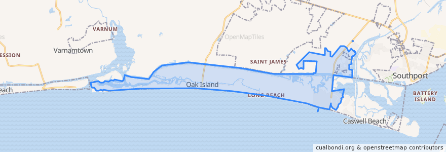 Mapa de ubicacion de Oak Island.