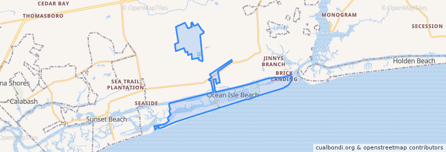 Mapa de ubicacion de Ocean Isle Beach.