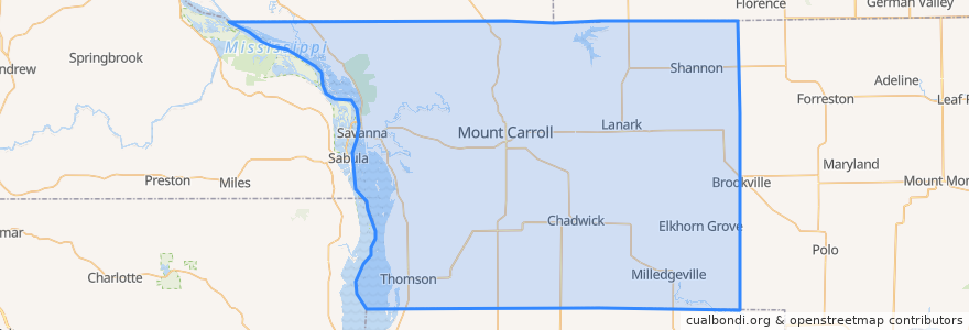 Mapa de ubicacion de Carroll County.