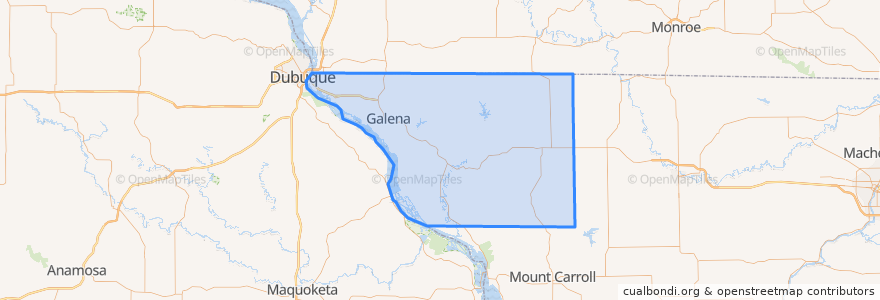 Mapa de ubicacion de Jo Daviess County.