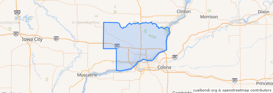 Mapa de ubicacion de Scott County.