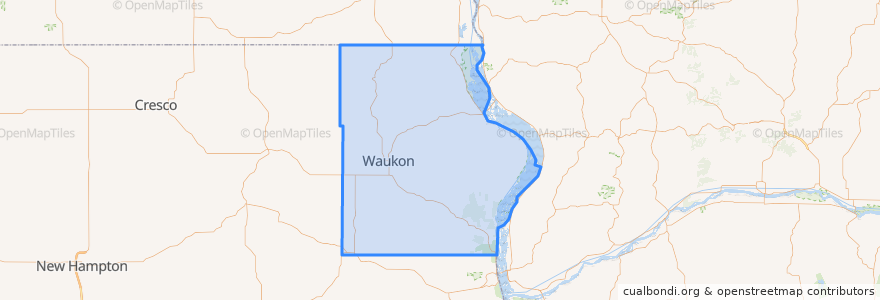 Mapa de ubicacion de Allamakee County.