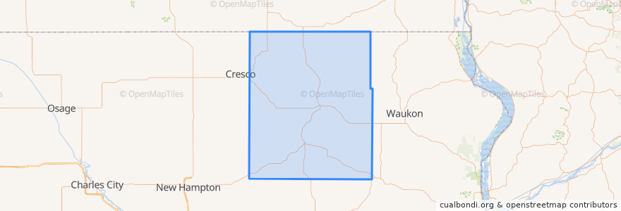 Mapa de ubicacion de Winneshiek County.