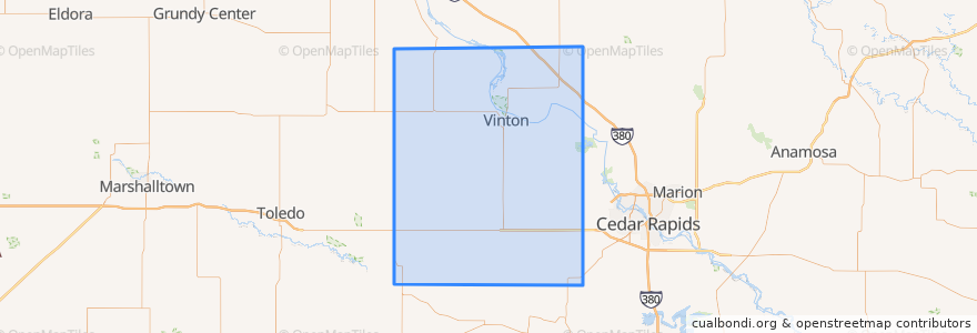 Mapa de ubicacion de Benton County.