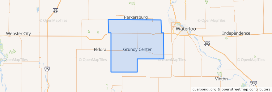 Mapa de ubicacion de Grundy County.