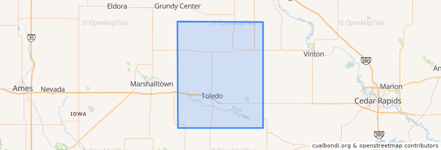 Mapa de ubicacion de Tama County.