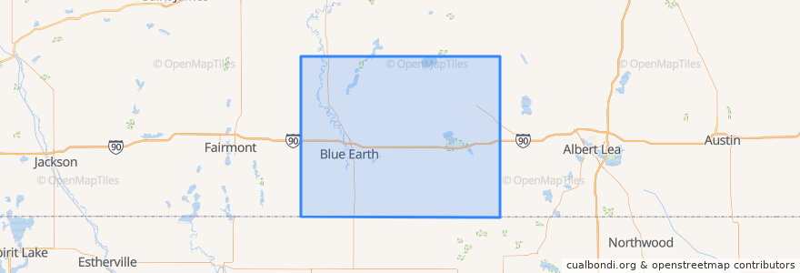 Mapa de ubicacion de Faribault County.