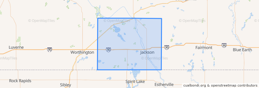 Mapa de ubicacion de Jackson County.