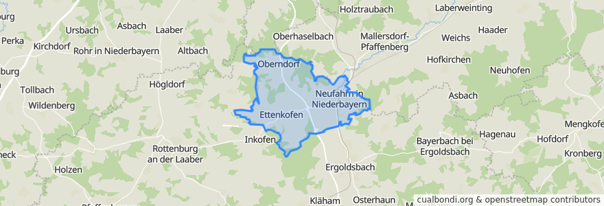 Mapa de ubicacion de Neufahrn in Niederbayern.