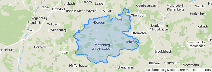 Mapa de ubicacion de Rottenburg a. d. Laaber.