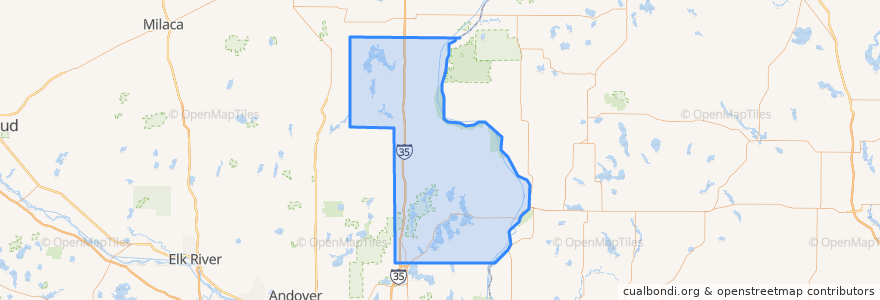 Mapa de ubicacion de Chisago County.