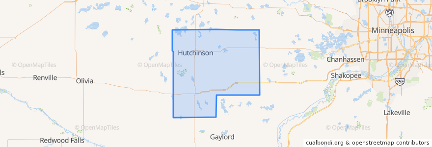 Mapa de ubicacion de McLeod County.