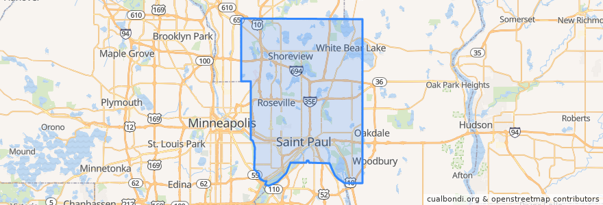 Mapa de ubicacion de Ramsey County.