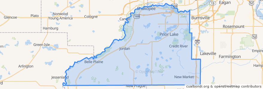 Mapa de ubicacion de Scott County.