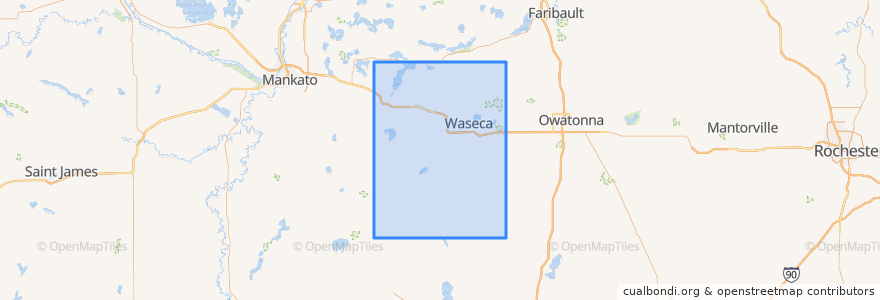 Mapa de ubicacion de Waseca County.