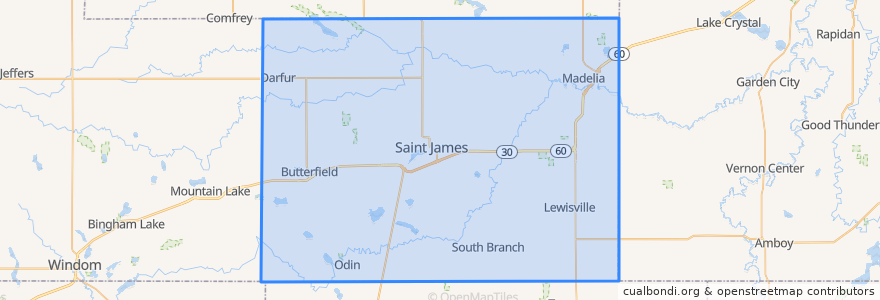 Mapa de ubicacion de Watonwan County.