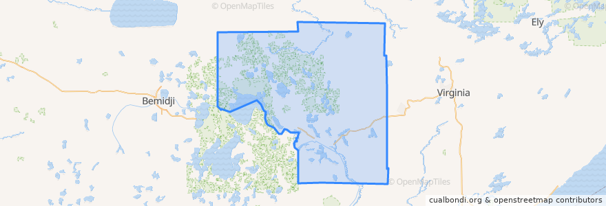 Mapa de ubicacion de Itasca County.