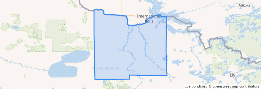 Mapa de ubicacion de Koochiching County.