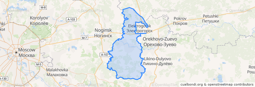 Mapa de ubicacion de Павлово-Посадский городской округ.