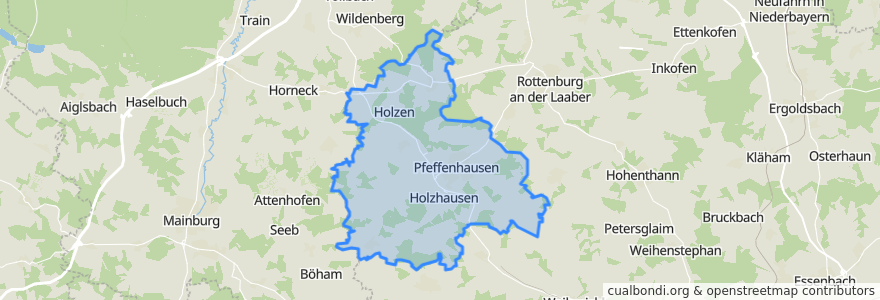 Mapa de ubicacion de Pfeffenhausen.