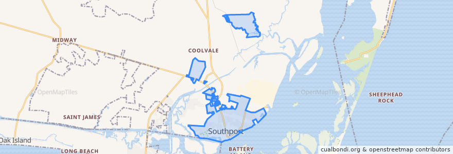 Mapa de ubicacion de Southport.