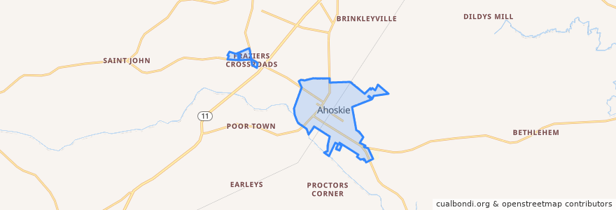 Mapa de ubicacion de Ahoskie.