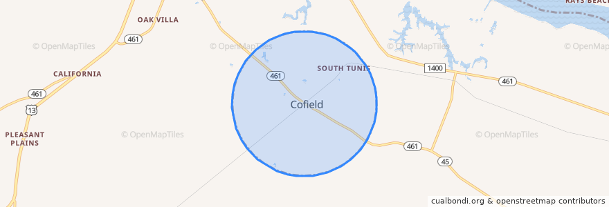 Mapa de ubicacion de Cofield.