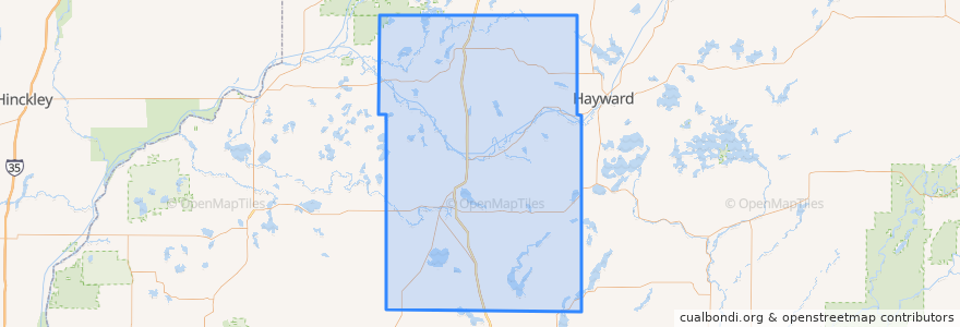 Mapa de ubicacion de Washburn County.