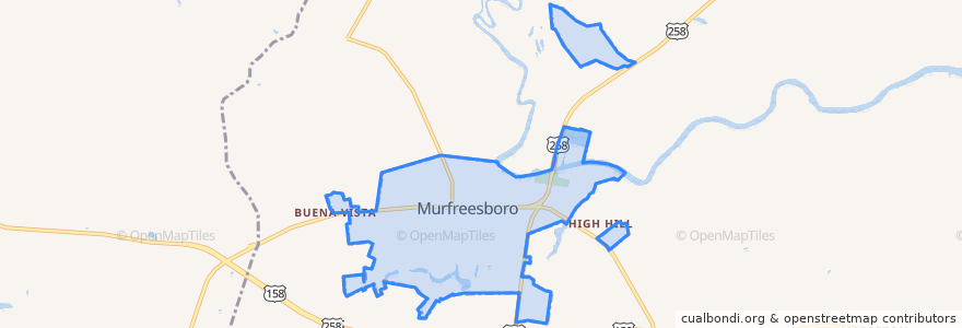 Mapa de ubicacion de Murfreesboro.