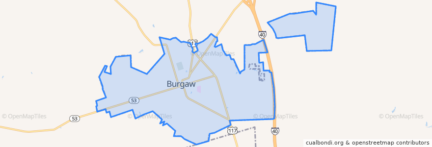 Mapa de ubicacion de Burgaw.