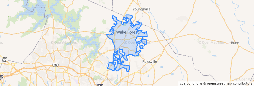 Mapa de ubicacion de Wake Forest.
