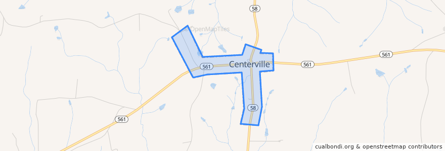 Mapa de ubicacion de Centerville.