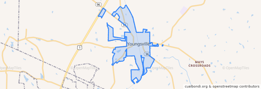 Mapa de ubicacion de Youngsville.