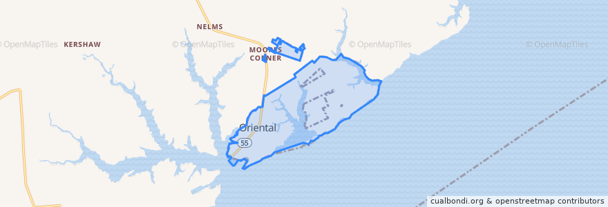 Mapa de ubicacion de Oriental.