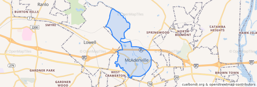 Mapa de ubicacion de McAdenville.