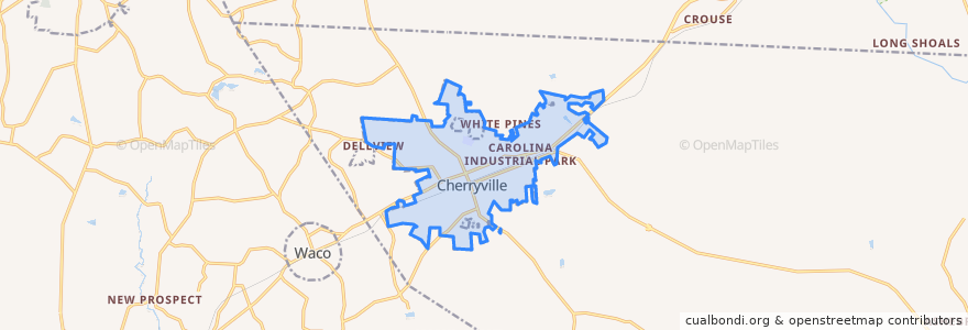 Mapa de ubicacion de Cherryville.