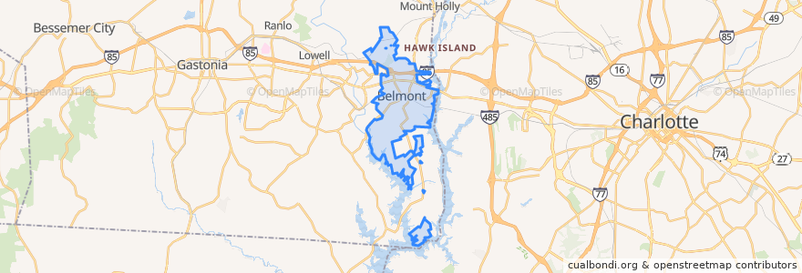 Mapa de ubicacion de Belmont.