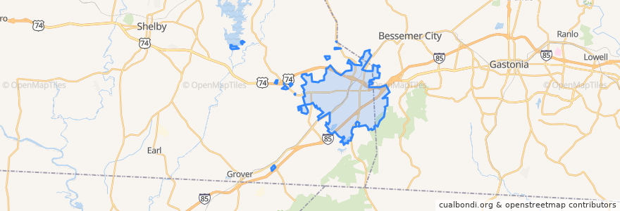 Mapa de ubicacion de Kings Mountain.