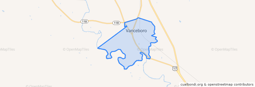 Mapa de ubicacion de Vanceboro.