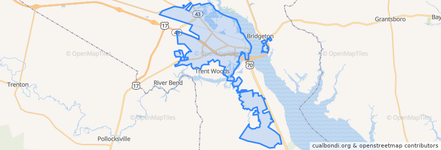 Mapa de ubicacion de New Bern.