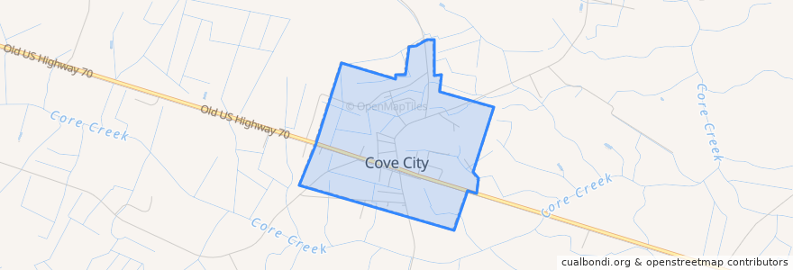 Mapa de ubicacion de Cove City.