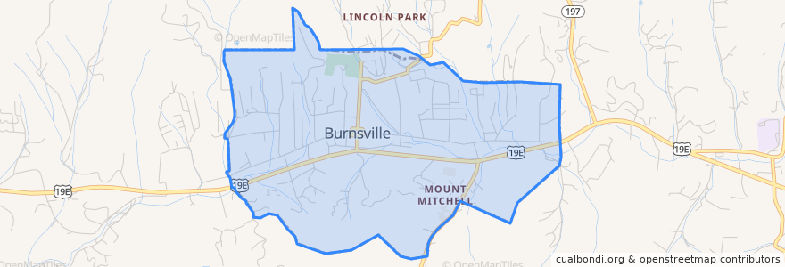 Mapa de ubicacion de Burnsville.