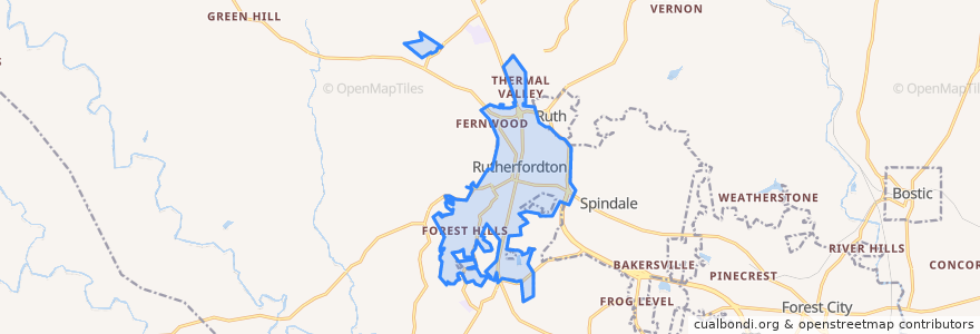 Mapa de ubicacion de Rutherfordton.
