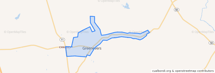 Mapa de ubicacion de Greenevers.