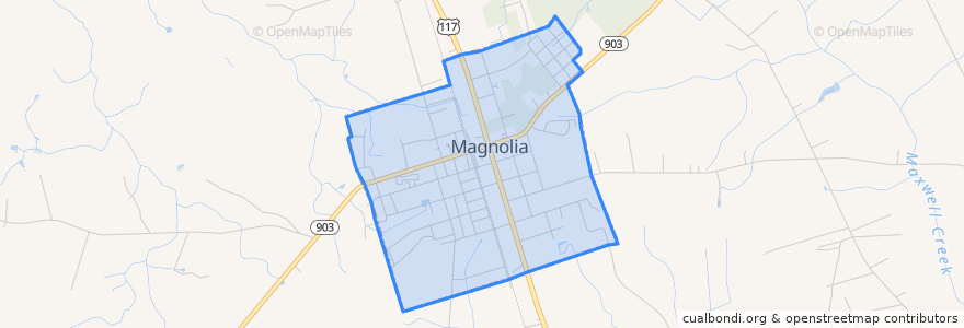 Mapa de ubicacion de Magnolia.