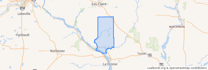 Mapa de ubicacion de Trempealeau County.