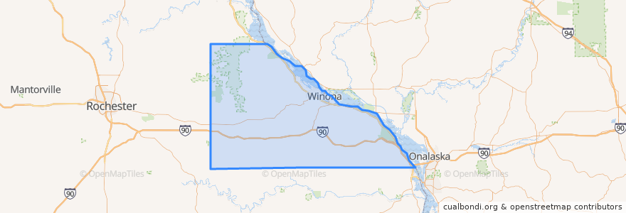 Mapa de ubicacion de Winona County.