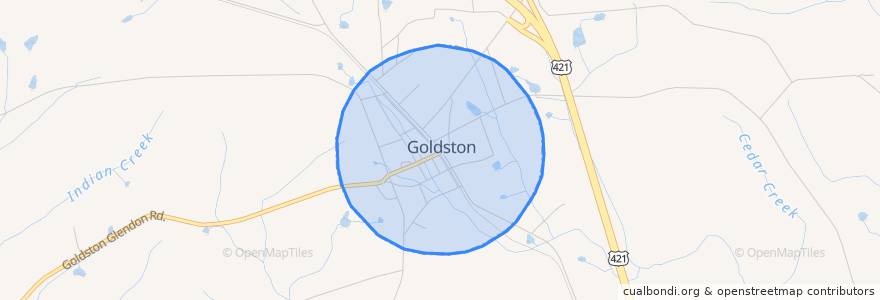 Mapa de ubicacion de Goldston.