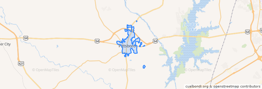 Mapa de ubicacion de Pittsboro.