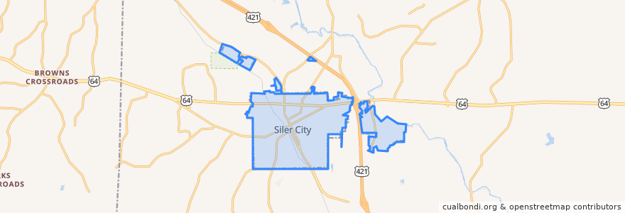 Mapa de ubicacion de Siler City.